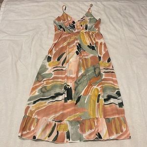 NWOT Green/Pink Patterned MIDI Dress size Medium